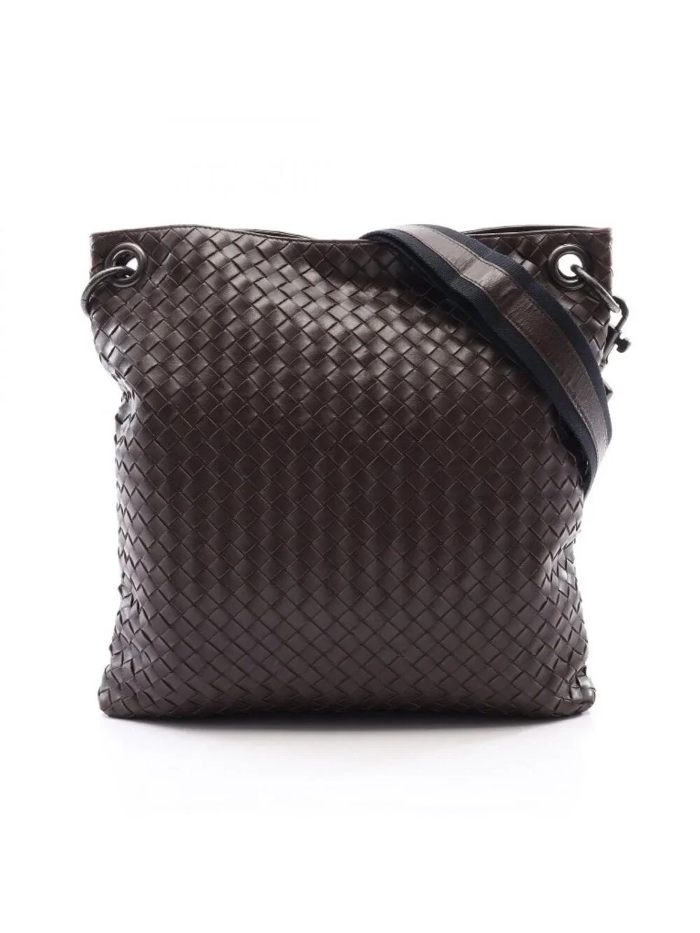 Bottega Veneta Shoulder Bag Intrecciato Dark Brown Black Leather